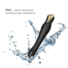 Смарт вібратор-пульсатор з кристалом Swarovski – Zalo King Obsidian Black – керування на відстанні з телефона