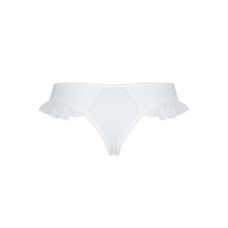 Трусики в горошок, з рюшами та шнурівкою Passion FATIN THONG 2XL/3XL, білий