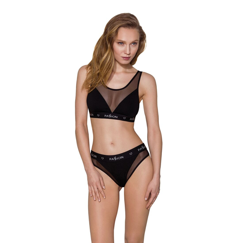 Трусики з прозорою вставкою Passion PS002 PANTIES L, чорний колір