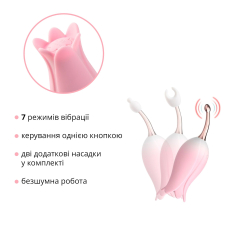 Ультразвуковий вібратор для клітора – Otouch Bloom Ultrasonic Clitoris – 2 додаткові насадки