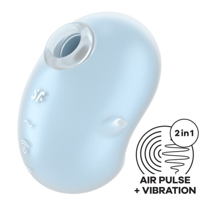 Вакуумний стимулятор з вібрацією 2в1 – Satisfyer Cutie Ghost Blue – 11 вакуумних режимів + 12 вібро