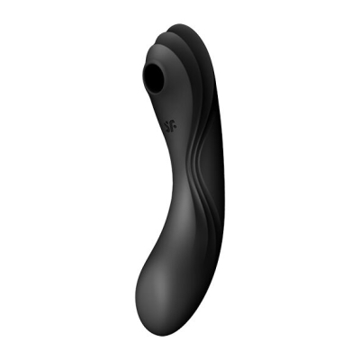 Вакуумний стимулятор з вібрацією 3в1 – Satisfyer Curvy Trinity 4 Black – 12 вібро-режимів, 11 режимів вакуумної