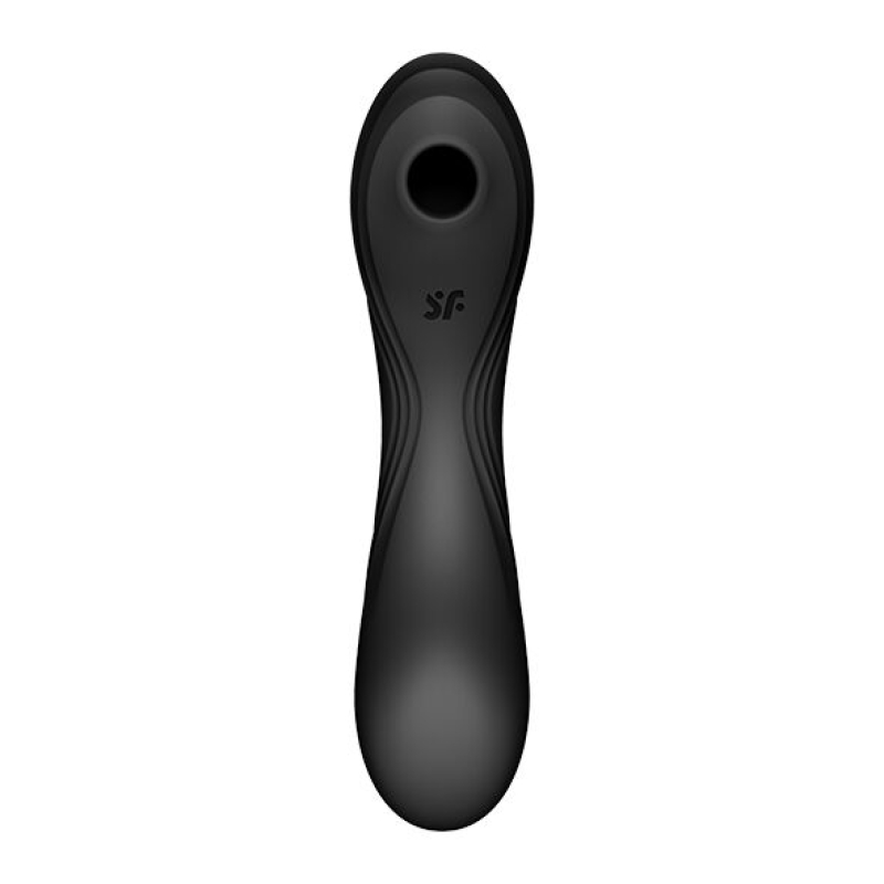 Вакуумний стимулятор з вібрацією 3в1 – Satisfyer Curvy Trinity 4 Black – 12 вібро-режимів, 11 режимів вакуумної