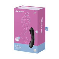 Вакуумний стимулятор з вібрацією 3в1 – Satisfyer Curvy Trinity 4 Black – 12 вібро-режимів, 11 режимів вакуумної