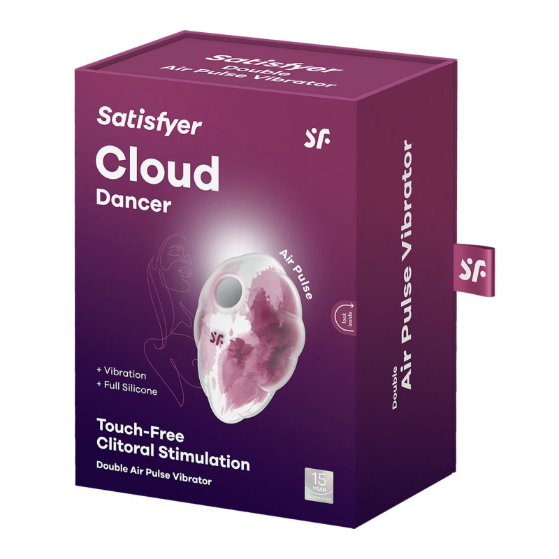 Вакуумний стимулятор з вібрацією – Satisfyer Cloud Dancer Red – 12 вібро + 11 вакуумних режимів