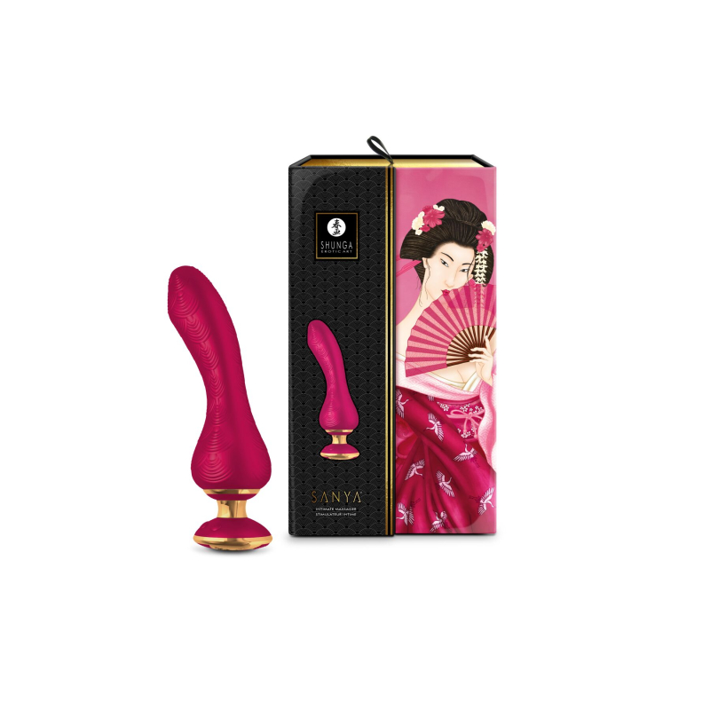 Вібратор точки G з гнучким текстурованим стовбуром – Shunga Sanya Raspberry – 10 режимів + 5 інтенсивності