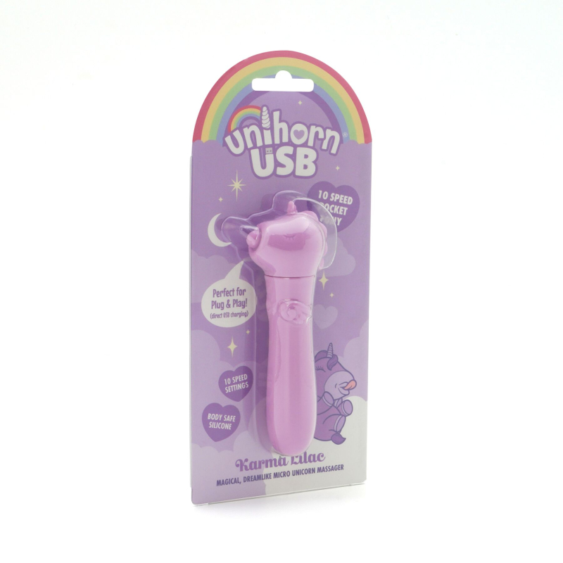 Виброкуля-единорог для клитора - Unihorn USB Bullet Karma Lilac, бузкового цвета, 10 режимов