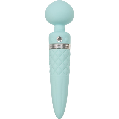 Вібромасажер 2в1 з підігрівом до 38C – PILLOW TALK Sultry Teal – класичний масажер + вібратор з обертовими рухами