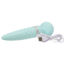 Вібромасажер 2в1 з підігрівом до 38C – PILLOW TALK Sultry Teal – класичний масажер + вібратор з обертовими рухами