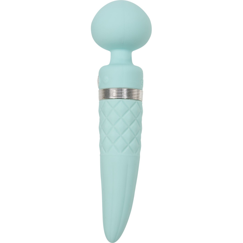 Вібромасажер 2в1 з підігрівом до 38C – PILLOW TALK Sultry Teal – класичний масажер + вібратор з обертовими рухами