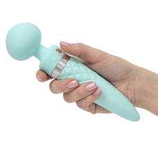 Вібромасажер 2в1 з підігрівом до 38C – PILLOW TALK Sultry Teal – класичний масажер + вібратор з обертовими рухами