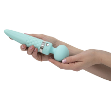 Вібромасажер 2в1 з підігрівом до 38C – PILLOW TALK Sultry Teal – класичний масажер + вібратор з обертовими рухами