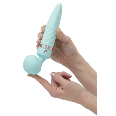 Вібромасажер 2в1 з підігрівом до 38C – PILLOW TALK Sultry Teal – класичний масажер + вібратор з обертовими рухами