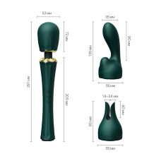 Вібромасажер "мікрофон" – Zalo Kyro Wand Turquoise Green – насадки для точки G і зовнішніх ерогенних зон