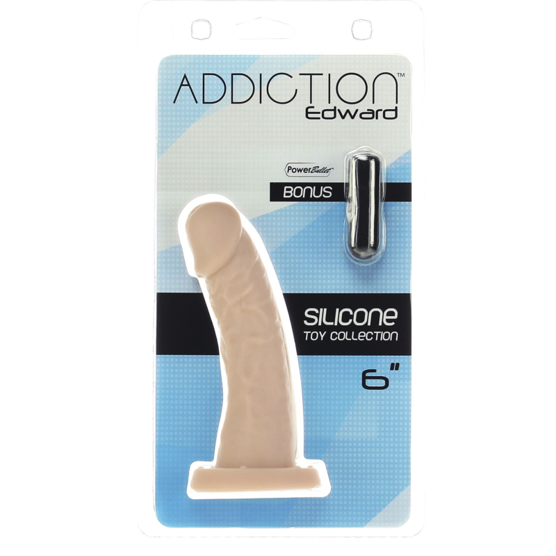 Вигнутий фалоімітатор ADDICTION Edward, довжина 15.2 см, з присоскою, вібропуля у подарунок