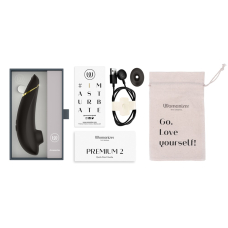 Womanizer Premium 2 Black – Вакуумний кліторальний стимулятор з функціями Autopilot, Smart Silence