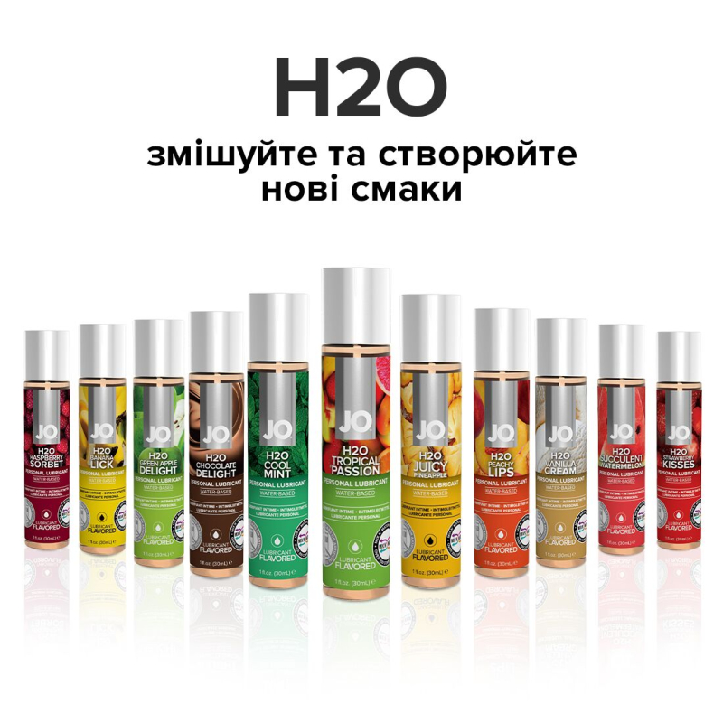 Змазка на водній основі JO H2O – Tropical Passion (30 мл) без цукру, рослинний гліцерин