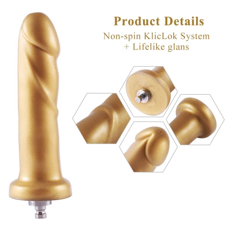 Фалоімітатор Hismith Golden Silicone Dildo, золотий, система KlicLok, довжина 17.5 см