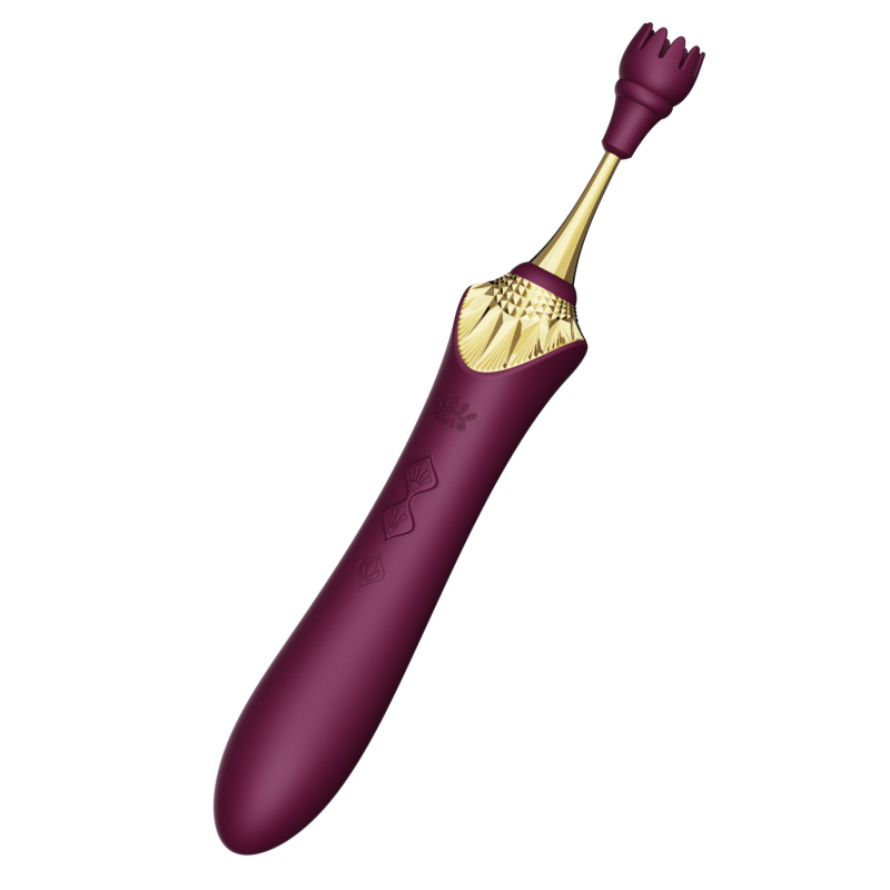 Багатофункціональний вібратор – Zalo Bess 2 Velvet Purple – 4 змінні насадки, нагрівання до 42°, точковий вібратор