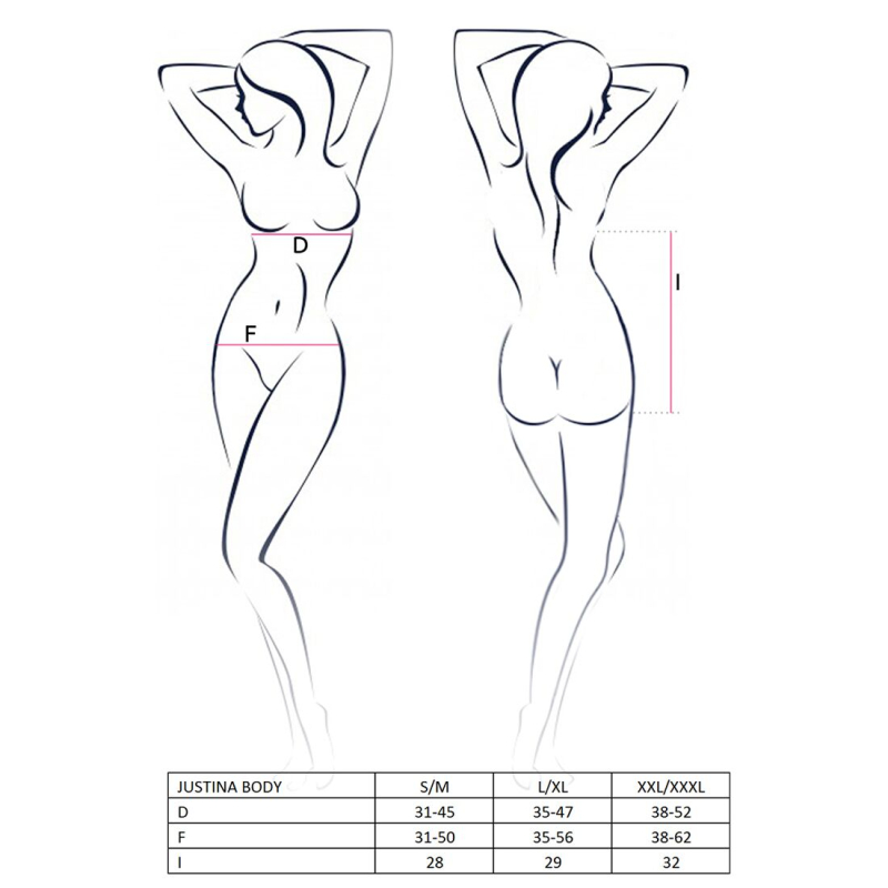 Боді монокіні з відкритими грудьми Passion JUSTINA BODY S/M, чорний колір