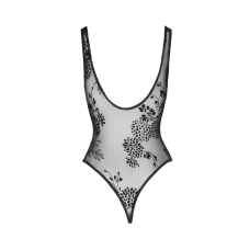 Боді Noir Handmade F242 Tulle body with patterned flock embroidery – XL