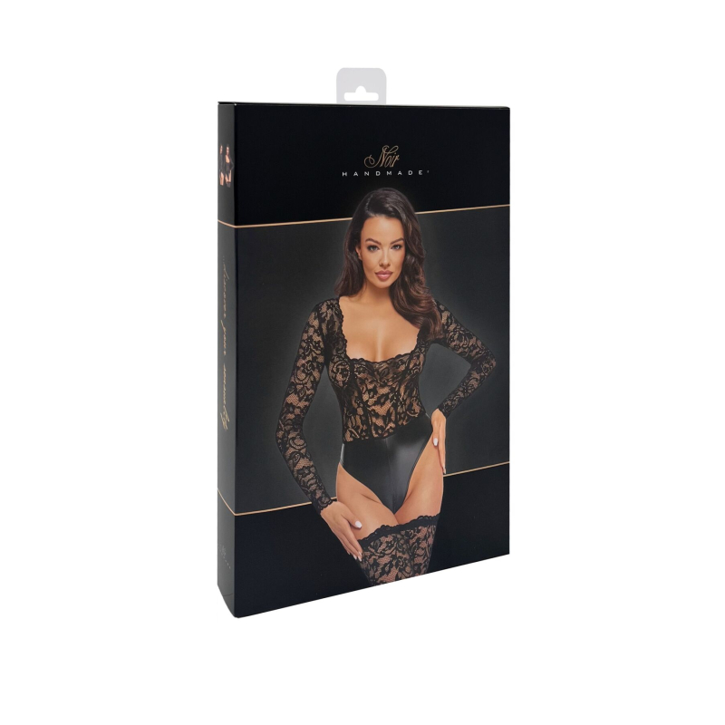 Боди Noir Handmade F296 Psyche bodysuit of lace and wetlook – XL