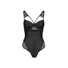 Боді з еко–шкіри та мережива Passion LOONA BODY S/M, чорний колір