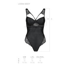 Боді з еко–шкіри та мережива Passion LOONA BODY S/M, чорний колір