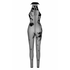 Бодістокінг Noir Handmade F315 Ego flocked mesh halter catsuit – XXL