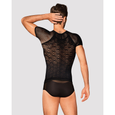 Чоловіча напівпрозора футболка з орнаментом Obsessive T102 T–shirt S/M/L, чорна