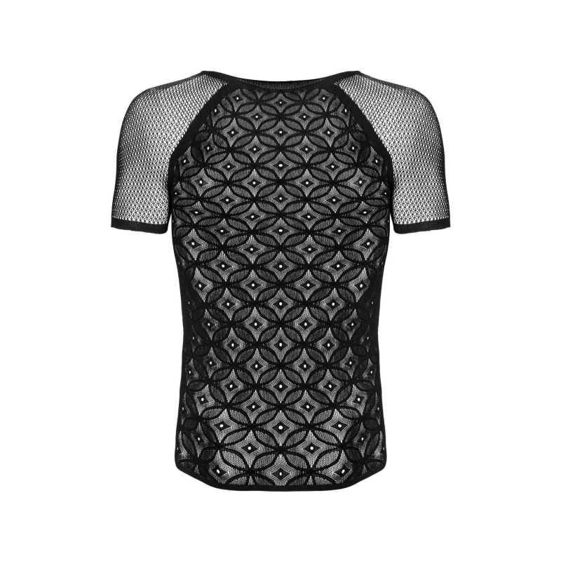 Чоловіча напівпрозора футболка з орнаментом Obsessive T102 T–shirt S/M/L, чорна