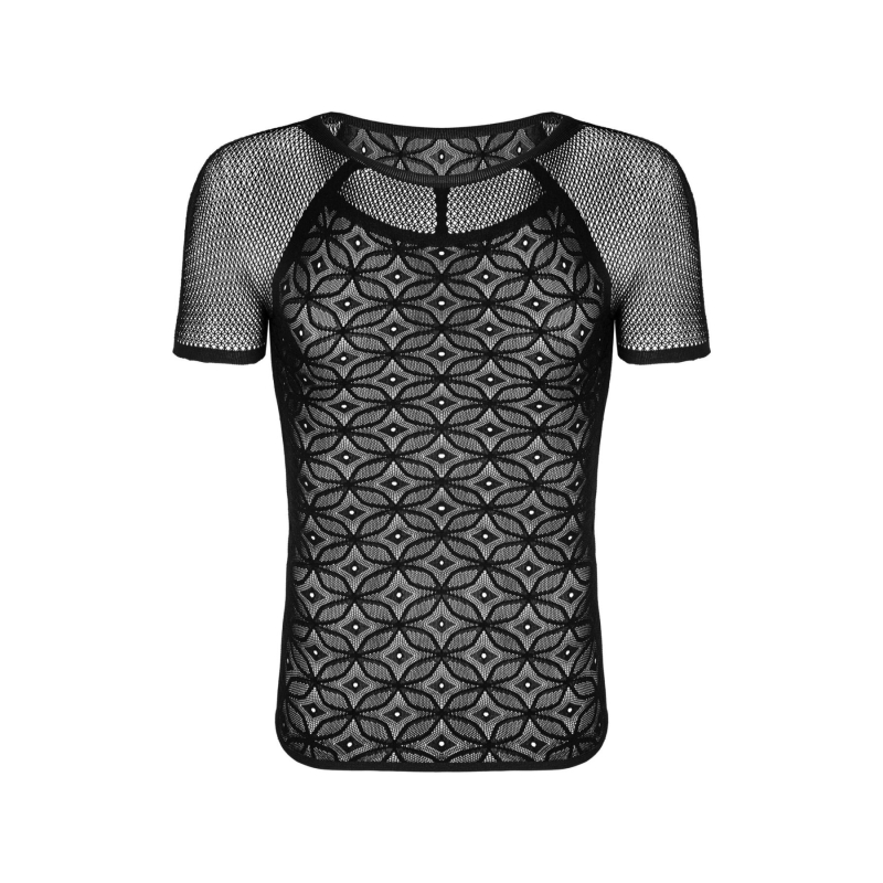 Чоловіча напівпрозора футболка з орнаментом Obsessive T102 T–shirt S/M/L, чорна