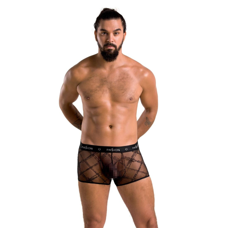 Чоловічі прозорі боксери Passion 032 SHORT JAMES 2XL/3XL Чорний колір, сітка