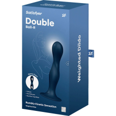 Дилдо Satisfyer Double Ball-R Dark Blue, унісекс, рухомі кульки всередині, на присосці, довжина 18 см
