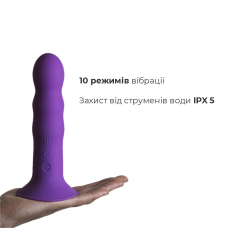 Двошаровий дилдо з вібрацією Adrien Lastic Hitsens 3 Purple, для страпона, діам. 4 см, довжина 18 см