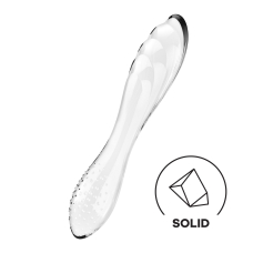 Двосторонній скляний дилдо Satisfyer Dazzling Crystal 1 Transparent, дуже міцний, без стопера, довж. 18.4 см