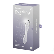 Двосторонній скляний дилдо Satisfyer Dazzling Crystal 1 Transparent, дуже міцний, без стопера, довж. 18.4 см