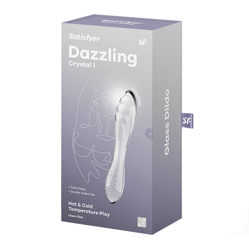 Двусторонний стеклянный дилдо Satisfyer Dazzling Crystal 1 Transparent, очень прочный, без стопера, длина 18.4 см