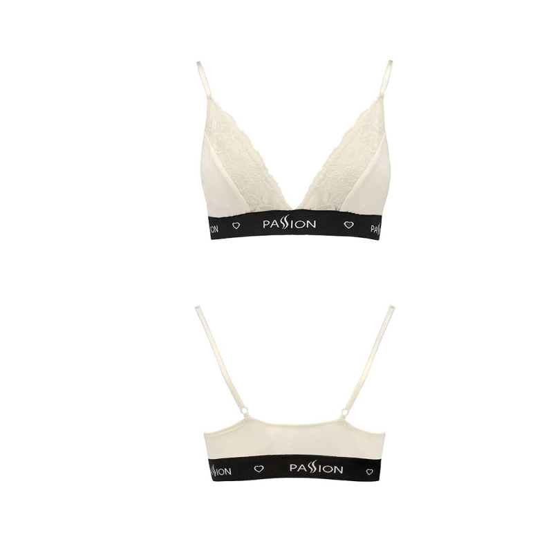 Еластичний топ з мереживом Passion PS001 TOP XL, молочний колір