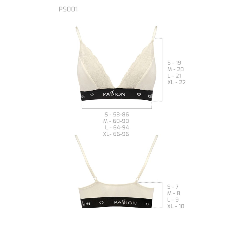 Еластичний топ з мереживом Passion PS001 TOP XL, молочний колір
