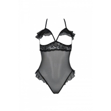 Еротичне боді Passion DOLLY BODY, 2XL/3XL, чорний колір, з відкритими чашками