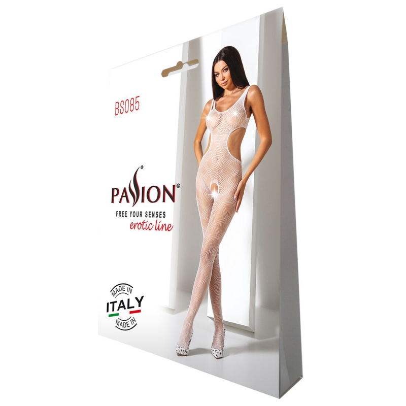 Еротичний бодістокінг з малюнком Passion BS085 білий