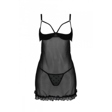 Еротичний пеньюар Passion MARINA CHEMISE, L/XL, чорний колір