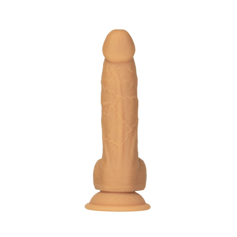 Фалоімітатор ADDICTION Dual Density Silicone Dildo Caramel, з присоскою, довжина 20 см, діам. 4.3 см, вібропуля в подарунок