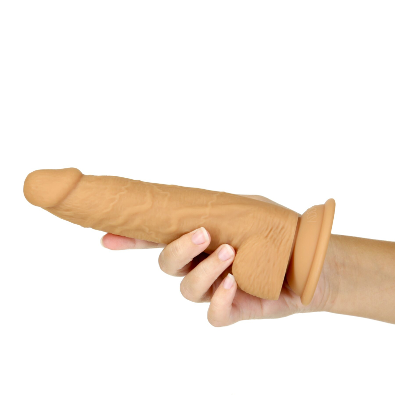 Фалоімітатор ADDICTION Dual Density Silicone Dildo Caramel, з присоскою, довжина 20 см, діам. 4.3 см, вібропуля в подарунок