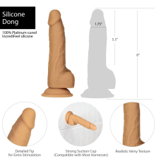 Фалоімітатор ADDICTION Dual Density Silicone Dildo Caramel, з присоскою, довжина 20 см, діам. 4.3 см, вібропуля в подарунок