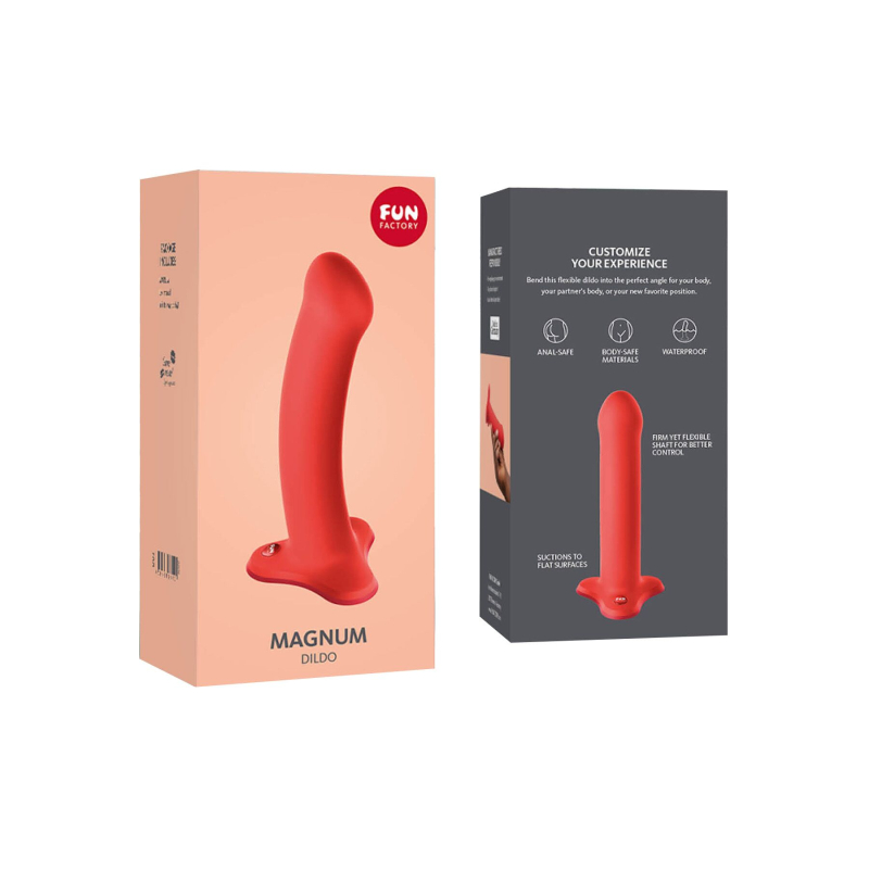 Фалоімітатор Fun Factory MAGNUM, помаранчевий, дуже гнучкий, довжина 18.3 см, діам. 3.7 см