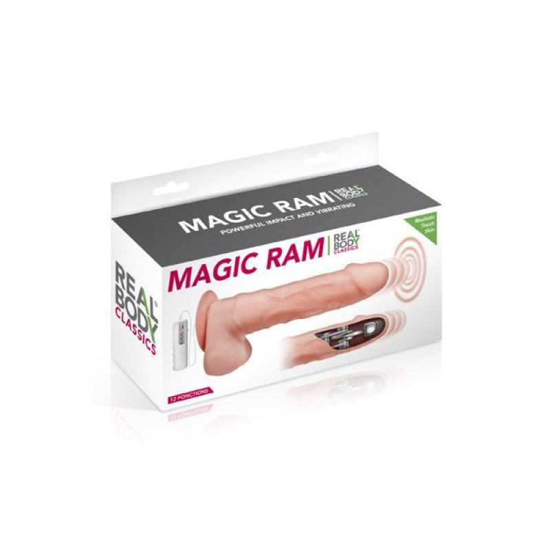 Фалоімітатор-пульсатор з вібрацією – Real Body Magic Ram – рух вперед-назад, 12 вібро-режимів та 7 програм рухів