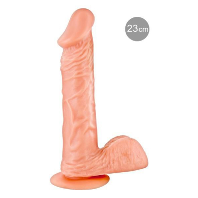 Реалістичний дилдо Real Body Real Bruce Flesh 23 см на присосці з мошонкою, діаметр 4,2 см