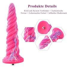 Фантазійний фалоімітатор для секс-машин Hismith Silicone Dildo Rose Monster Series, KlicLok, довж. 26 см